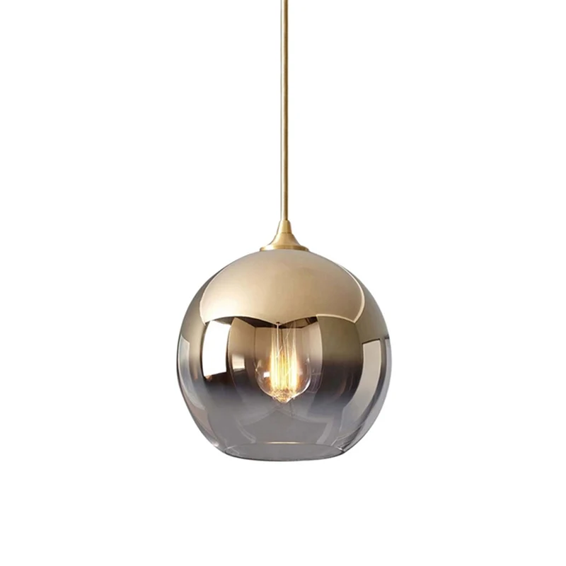 8"/10"/12"W Globe Hanglamp Hedendaags Glas 1 Licht Goud Hanglamp met Vervagende Schaduw Clearhalo