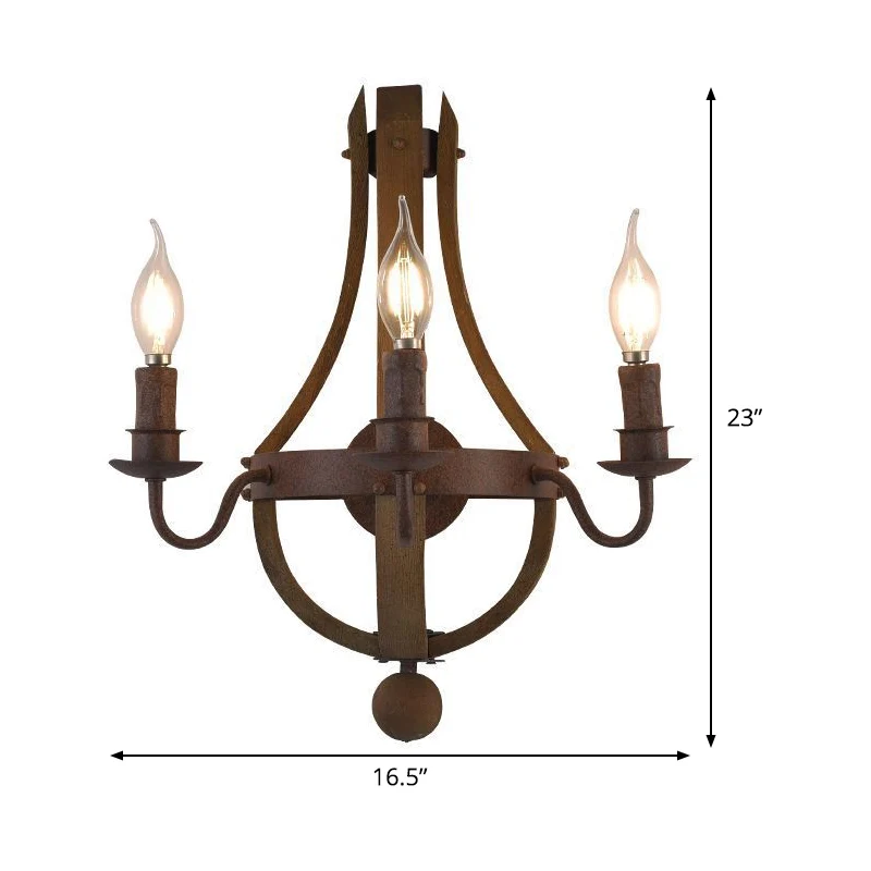 8"/11.5"/15" brede kaars metalen blaker licht land 1/2/3 lichten eetkamer muur verlichtingsarmatuur roest Clearhalo