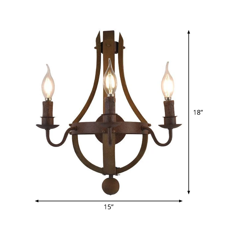 8"/11.5"/15" brede kaars metalen blaker licht land 1/2/3 lichten eetkamer muur verlichtingsarmatuur roest Clearhalo