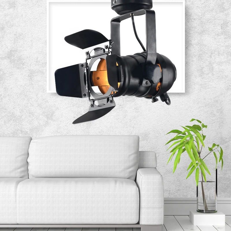 8"/12" W 1 kop draaibare plafondlamp met schaduw Metaal industriële stijl woonkamer dicht bij plafondlamp zwart Clearhalo