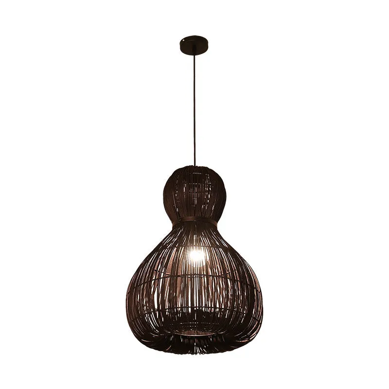 8"/12"/16" brede taps toelopende plafond hanglamp eenvoudig bamboe 1 licht koffie hanglamp voor binnen Clearhalo