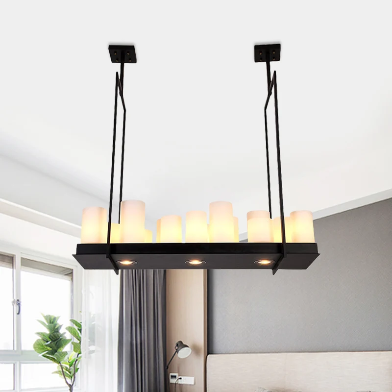 8/12/16 Lights Island hanglamp traditionele vat matglazen hanglamp zwart voor eetkamer Clearhalo