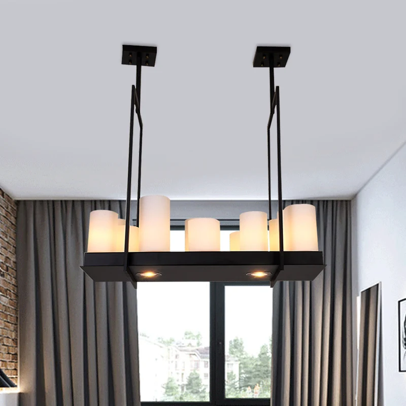 8/12/16 Lights Island hanglamp traditionele vat matglazen hanglamp zwart voor eetkamer Clearhalo