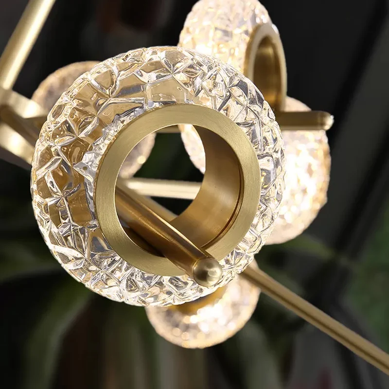 8/12/18-Head Circlet Kroonluchter Licht Post-Modern Messing Gesneden Kristallen Hangende Hanger voor Woonkamer Clearhalo