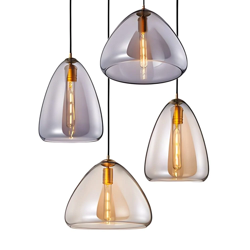 8,5"/10" brede kegel woonkamer hanglamp amber/rokerig glas 1 licht post-modern hangend plafondlicht Clearhalo