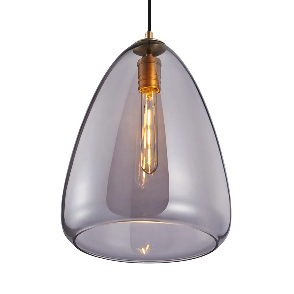 8,5"/10" brede kegel woonkamer hanglamp amber/rokerig glas 1 licht post-modern hangend plafondlicht Clearhalo