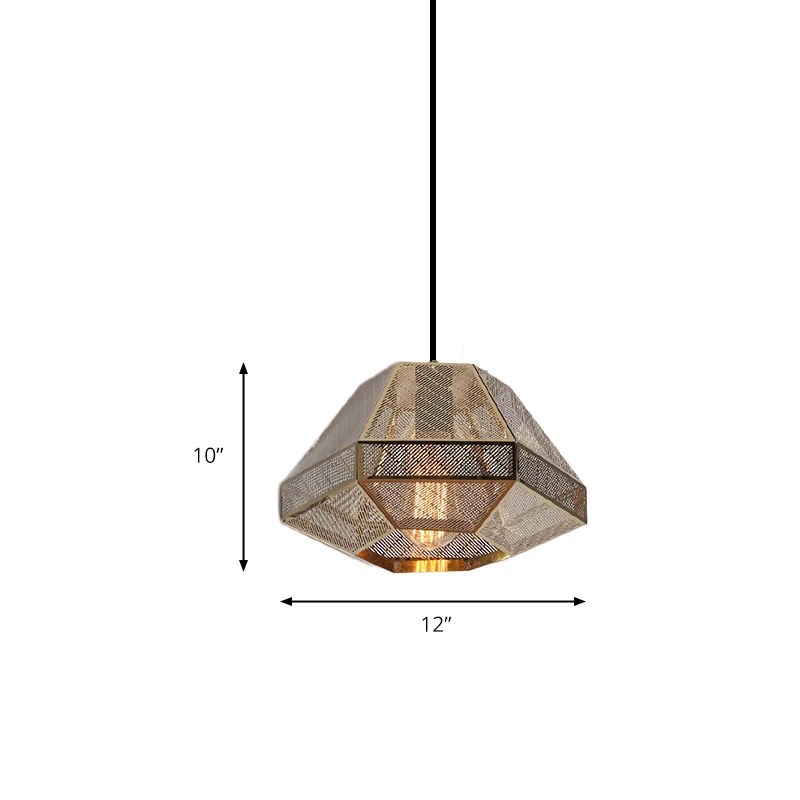8"/9"/10" brede metalen diamanten hangende plafondlamp post-moderne 1 licht gouden hangende plafondlamp met lineaire/stout...