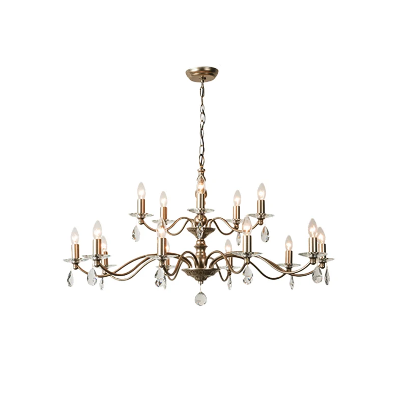 9/12/15 Lichten Plafondlamp Landelijke Kaars Metalen Hangende Kroonluchter Champagne voor Eetkamer met Kristallen Druppel...