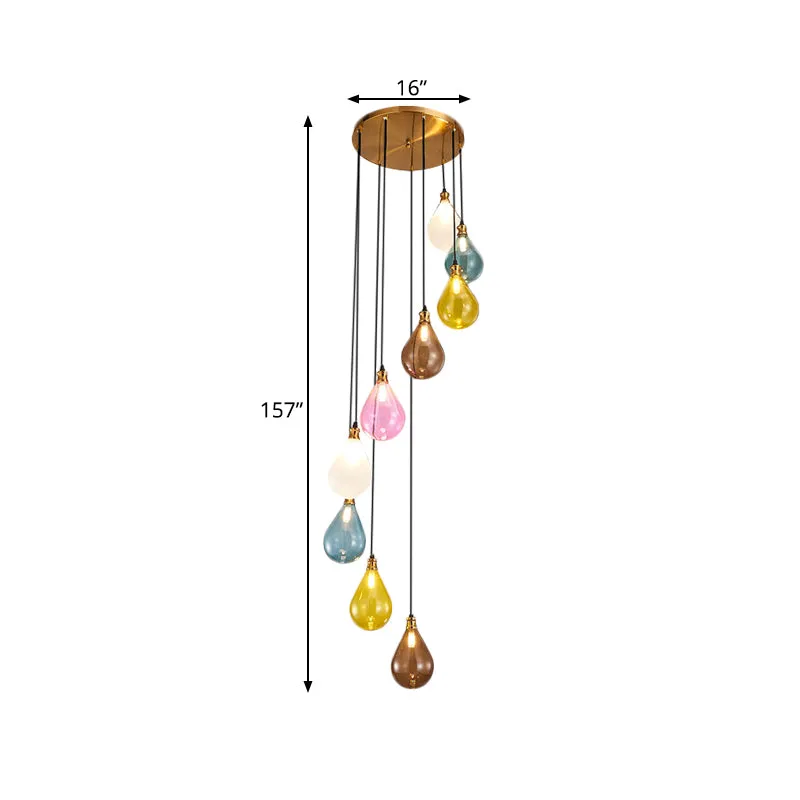 9-lichts balloncluster hanglamp moderne wit/roze glazen LED hangende plafondlamp met spiraalvormig ontwerp Clearhalo