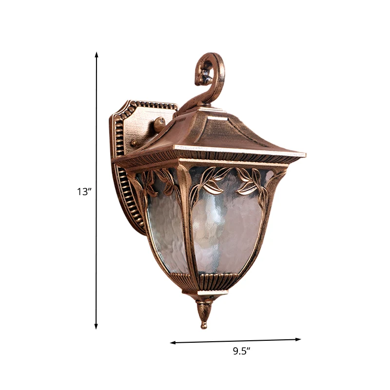 Acorn binnenplaats schans verlichting platteland helder water glas 1 licht messing wandmontage lamp Clearhalo