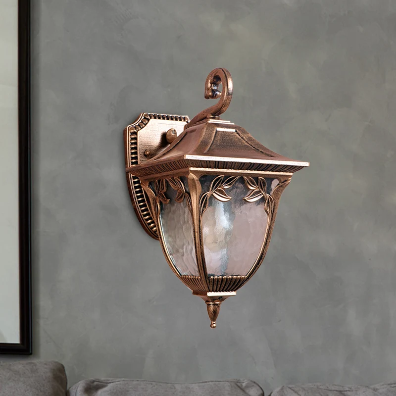 Acorn binnenplaats schans verlichting platteland helder water glas 1 licht messing wandmontage lamp Clearhalo