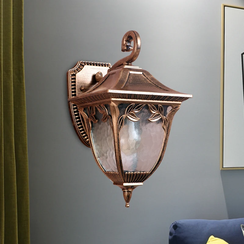 Acorn binnenplaats schans verlichting platteland helder water glas 1 licht messing wandmontage lamp Clearhalo