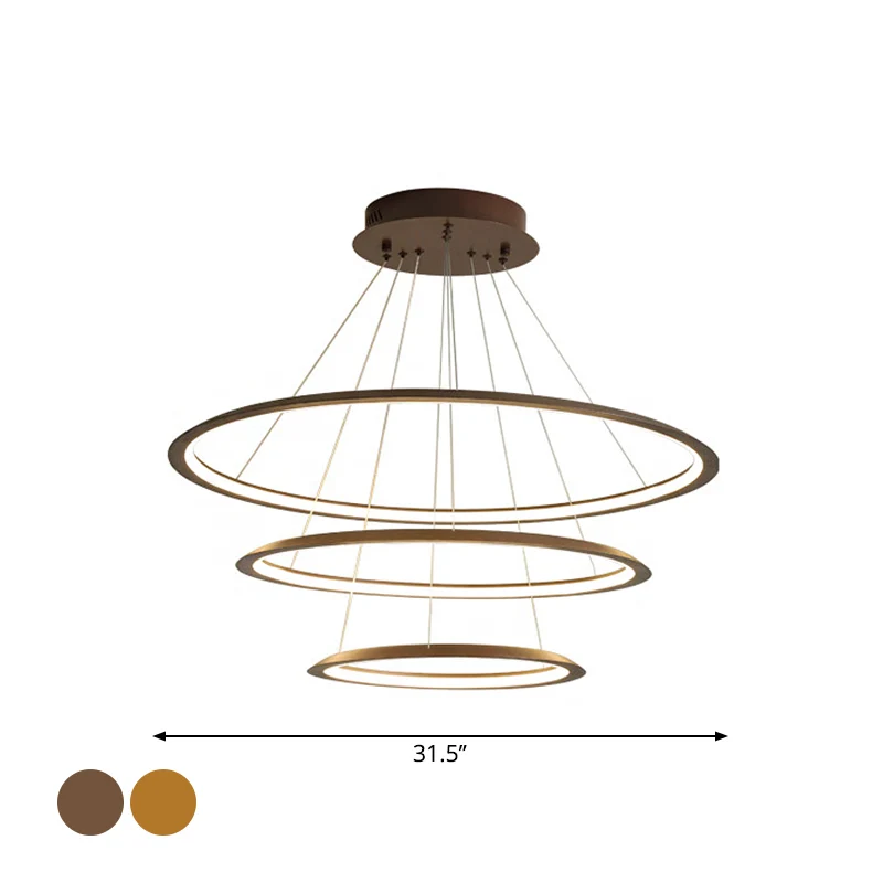 Acryl 3/4-Tiered Loop Plafond Hanglamp Eenvoud Goud/Koffie LED Hangende Kroonluchter voor Woonkamer Clearhalo