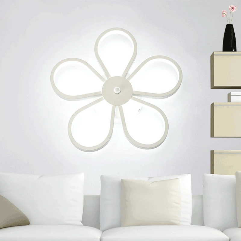 Acryl bloem wandgemonteerd licht modern wit LED schanslicht warm/wit licht voor eetkamer Clearhalo