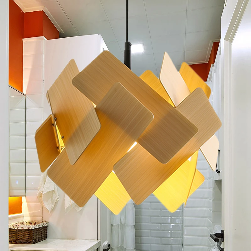 Acryl bloemvorm hanglamp moderne Scandinavische stijl 1 licht rood/blauw/licht hout hangend plafondlicht Clearhalo