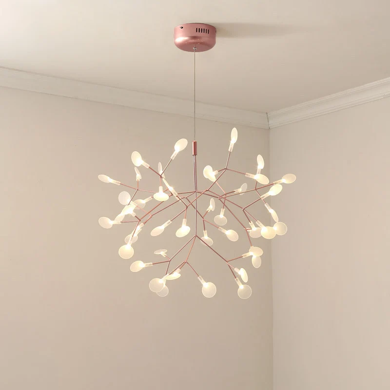 Acryl boomtak hangende hanglamp Eenvoudige LED-plafondkroonluchter rosé goud Clearhalo
