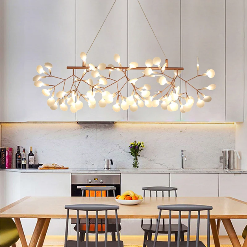 Acryl boomtak hangende hanglamp Eenvoudige LED-plafondkroonluchter rosé goud Clearhalo