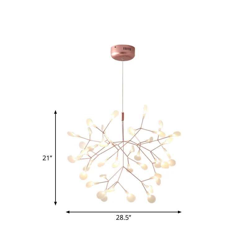 Acryl boomtak hangende hanglamp Eenvoudige LED-plafondkroonluchter rosé goud Clearhalo