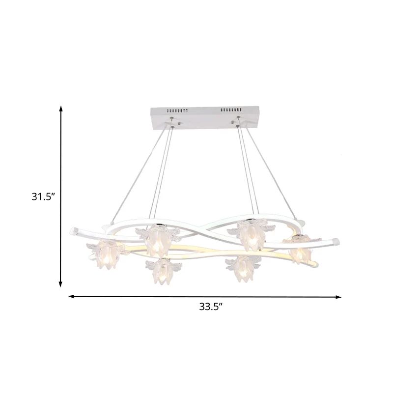 Acryl gedraaide multi-lichthanger hedendaagse 6-koppige witte LED-hanglamp met bloemenkap warm/wit/natuurlijk licht Clearhalo
