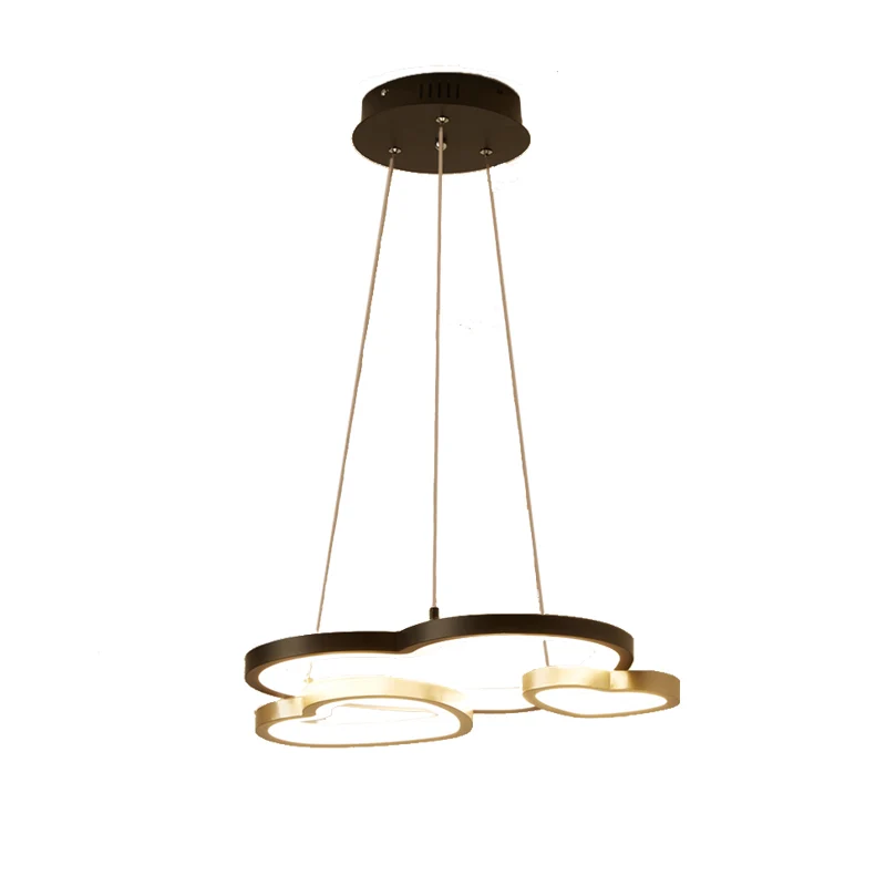 Acryl hartvormige kroonluchter hanglamp Moderne 3-koppige LED-hanglamp zwart en goud Clearhalo