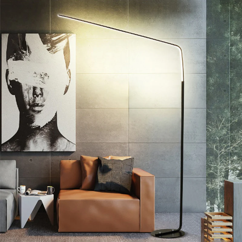 Acryl hengel staand licht Minimalistische LED-vloerverlichtingsideeën voor de woonkamer Clearhalo