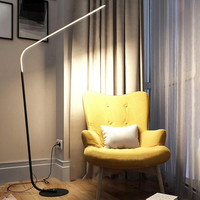 Acryl hengel staand licht Minimalistische LED-vloerverlichtingsideeën voor de woonkamer Clearhalo