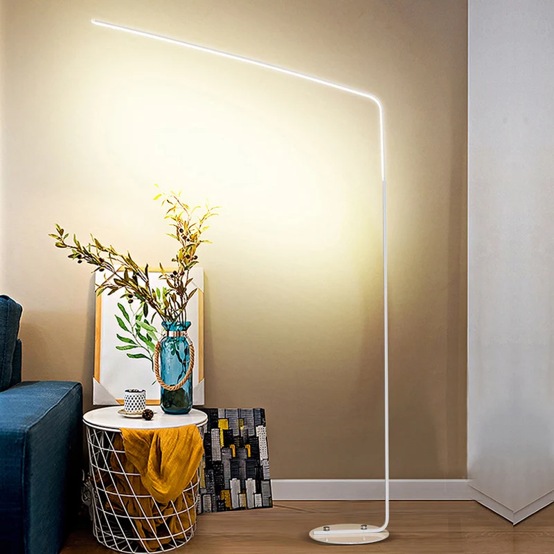 Acryl hengel staand licht Minimalistische LED-vloerverlichtingsideeën voor de woonkamer Clearhalo