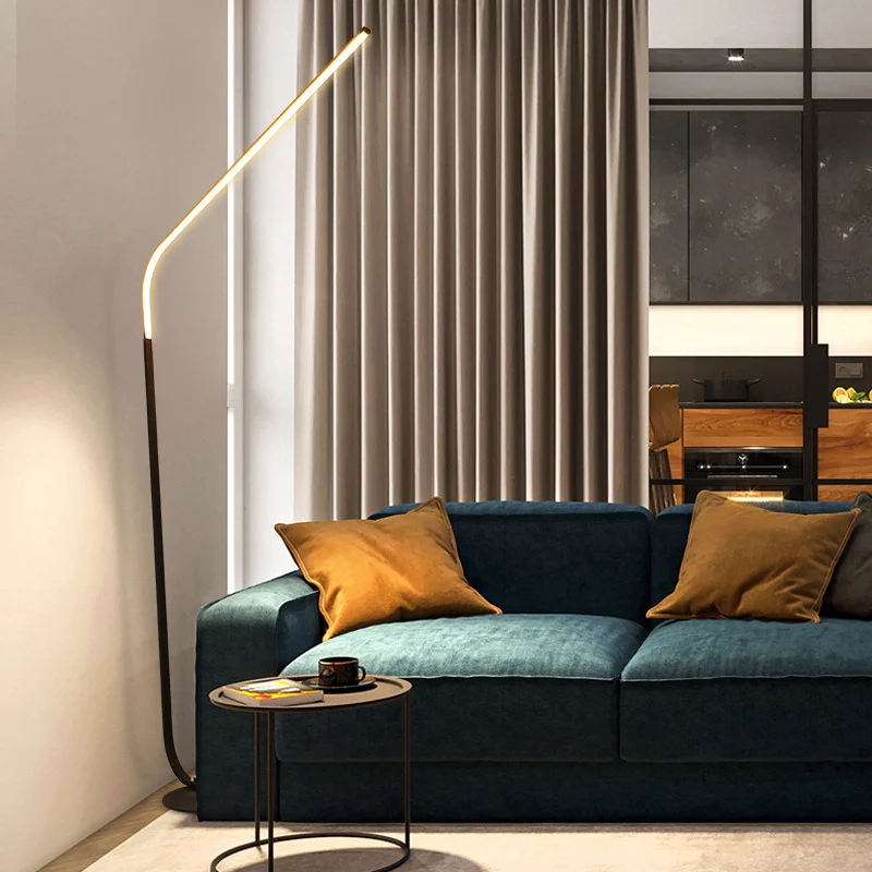 Acryl hengel staand licht Minimalistische LED-vloerverlichtingsideeën voor de woonkamer Clearhalo