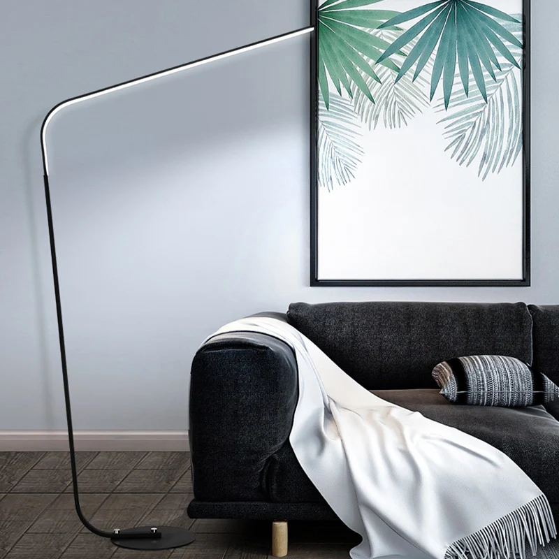 Acryl hengel staand licht Minimalistische LED-vloerverlichtingsideeën voor de woonkamer Clearhalo