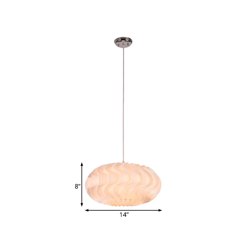 Acryl meringue hanglamp eenvoudige stijl 1 licht witte plafondhanger, 14"/16"/19,5" breed Clearhalo