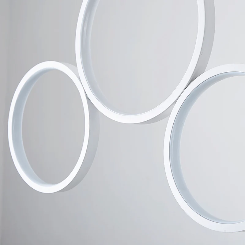 Acryl Multi Ringen Kroonluchterlamp Eenvoudige Stijl 3/5 Lichten Wit/Koffie Hanglamp voor Keuken Clearhalo