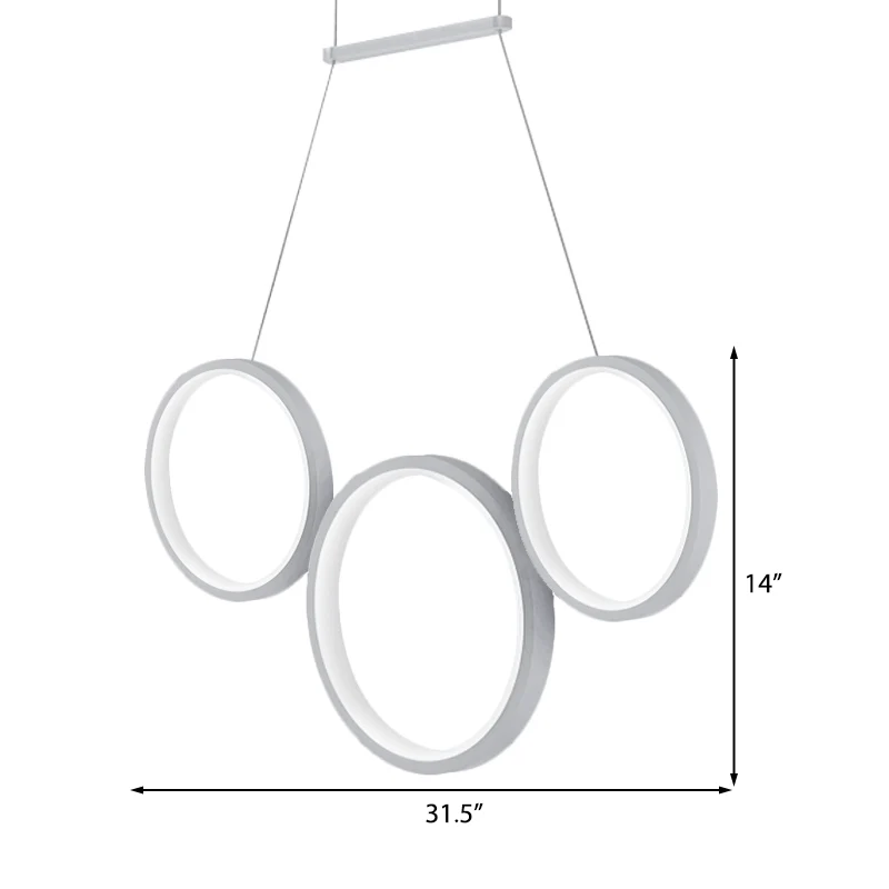 Acryl Multi Ringen Kroonluchterlamp Eenvoudige Stijl 3/5 Lichten Wit/Koffie Hanglamp voor Keuken Clearhalo