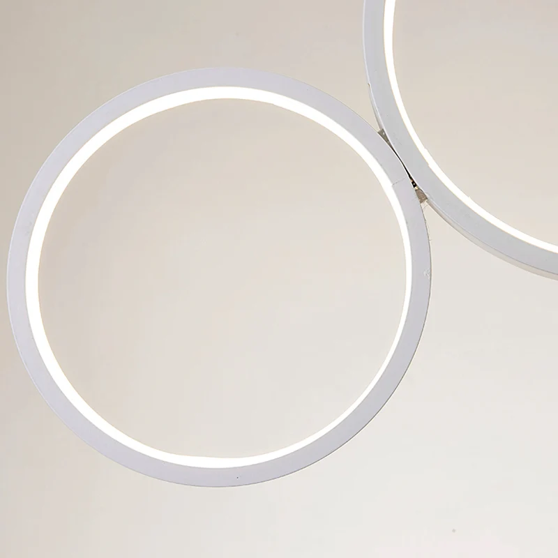 Acryl Multi Ringen Kroonluchterlamp Eenvoudige Stijl 3/5 Lichten Wit/Koffie Hanglamp voor Keuken Clearhalo