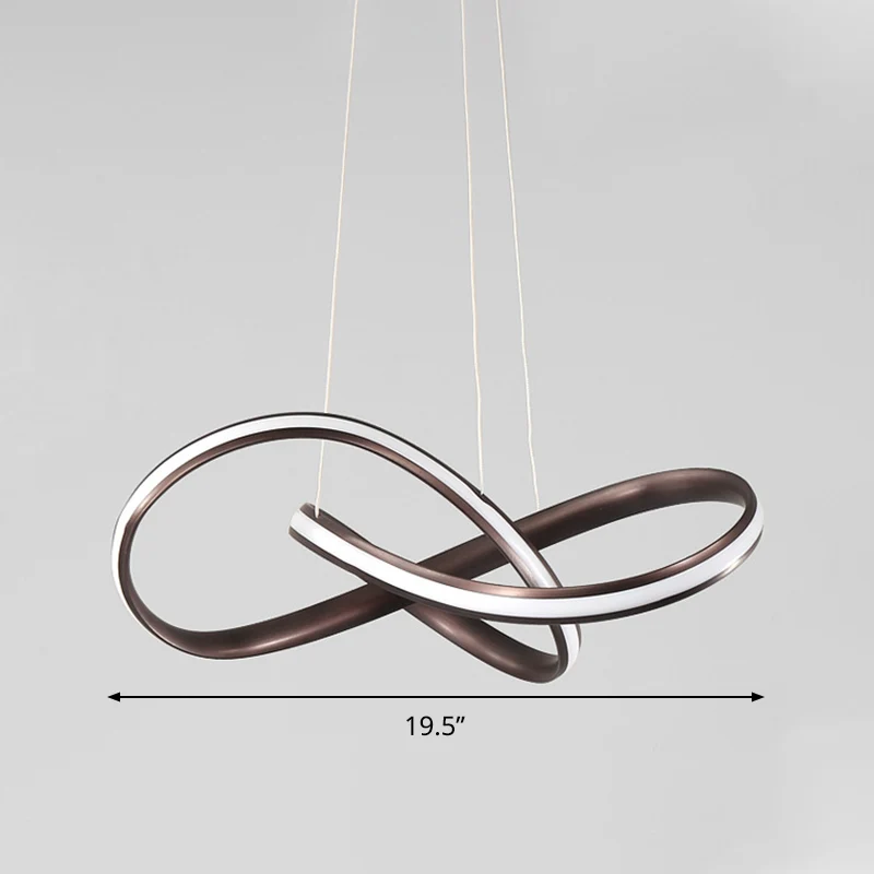 Acryl naadloze curve hangende kroonluchter licht moderne koffie LED hanglamp, warm/wit licht Clearhalo