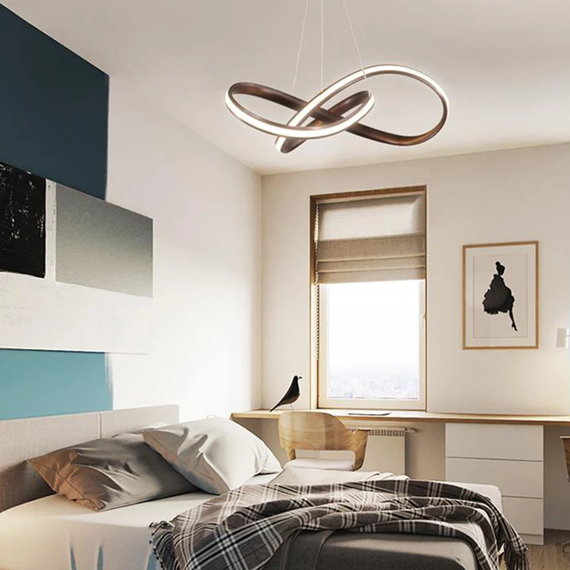 Acryl naadloze curve hangende kroonluchter licht moderne koffie LED hanglamp, warm/wit licht Clearhalo