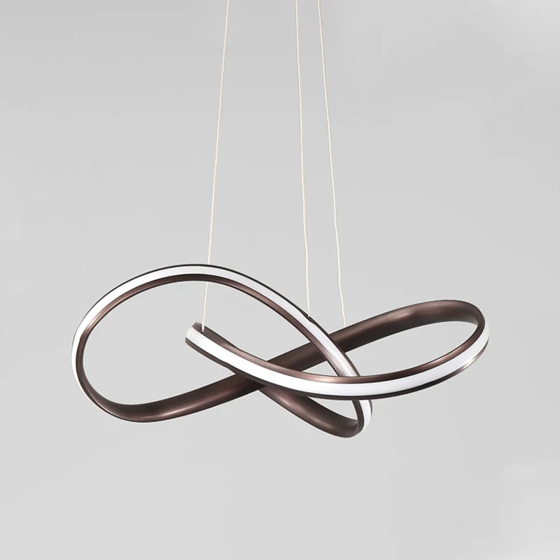 Acryl naadloze curve hangende kroonluchter licht moderne koffie LED hanglamp, warm/wit licht Clearhalo