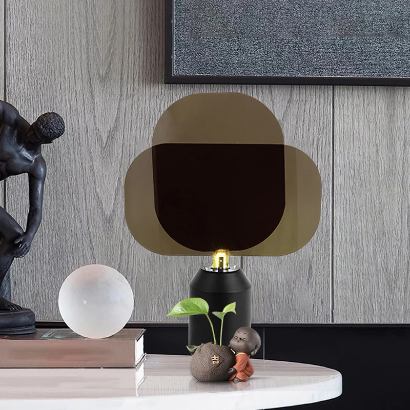 Acryl rechthoekig paneel nachtkastje licht modernisme LED zwarte tafellamp voor nachtkastje Clearhalo