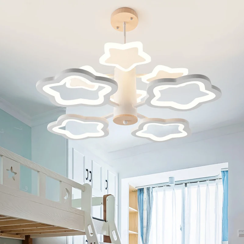 Acryl sterkroonluchter kinderslaapkamer 8 hoofden cartoon hanglamp wit Clearhalo
