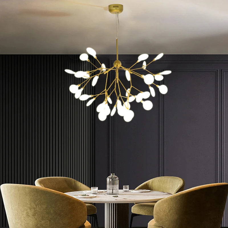Acryl vertakte plafondkroonluchter Moderne LED gouden hanglamp voor eetkamer Clearhalo