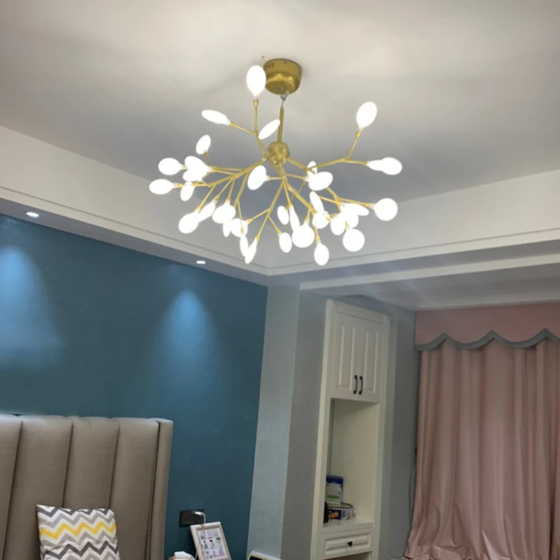 Acryl vertakte plafondkroonluchter Moderne LED gouden hanglamp voor eetkamer Clearhalo