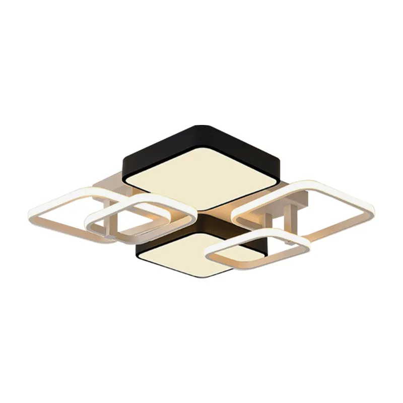 Acryl vierkante kap plafondinbouw modernistische stijl 25,5"/39" brede LED dicht bij plafondlamp zwart Clearhalo