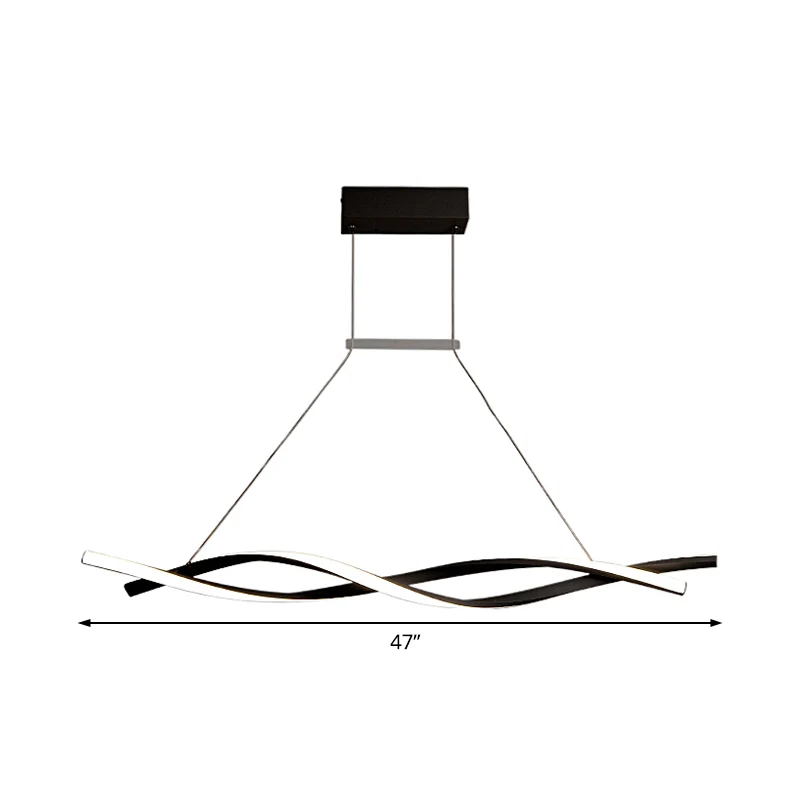 Acryl Wave Kroonluchter Verlichting Modernistische Led Zwart/Grijs Hangende Hanglamp Wit/Warm/Natuurlijk Licht, 31,5"/39"/...