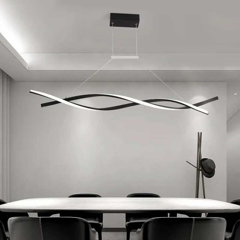 Acryl Wave Kroonluchter Verlichting Modernistische Led Zwart/Grijs Hangende Hanglamp Wit/Warm/Natuurlijk Licht, 31,5"/39"/...