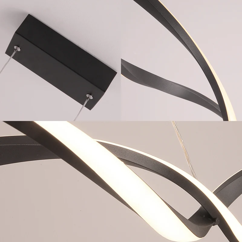 Acryl Wave Kroonluchter Verlichting Modernistische Led Zwart/Grijs Hangende Hanglamp Wit/Warm/Natuurlijk Licht, 31,5"/39"/...