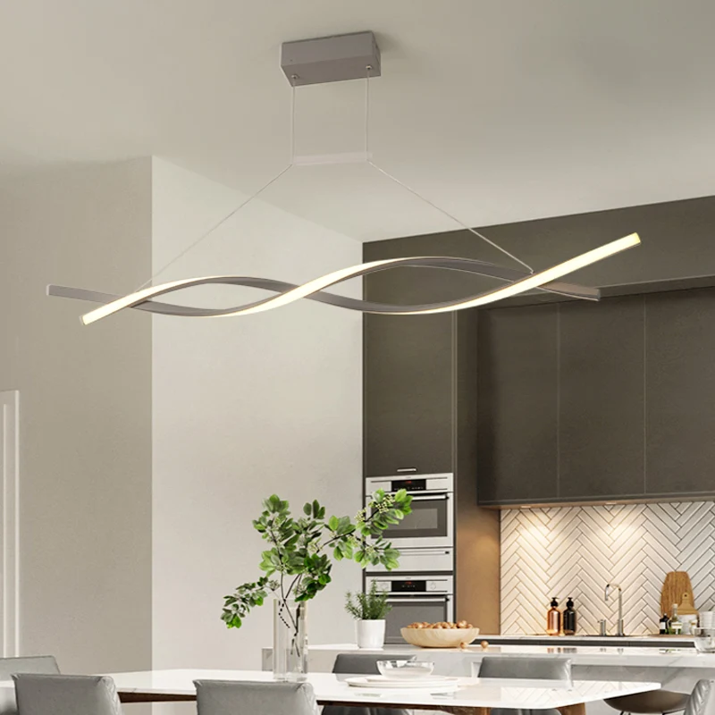 Acryl Wave Kroonluchter Verlichting Modernistische Led Zwart/Grijs Hangende Hanglamp Wit/Warm/Natuurlijk Licht, 31,5"/39"/...