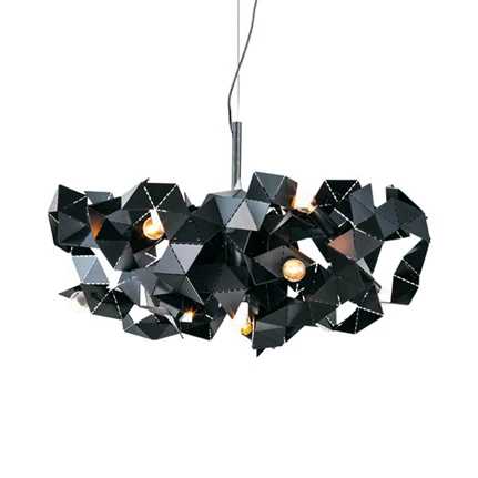 Aluminium abstracte plafondhanger 6-lichts post moderne metalen hanglamp zwart/goud/zilver Clearhalo