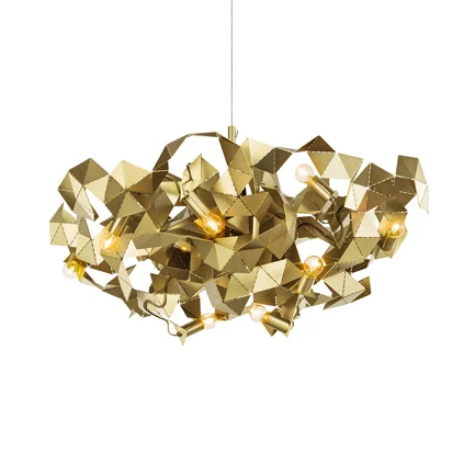Aluminium abstracte plafondhanger 6-lichts post moderne metalen hanglamp zwart/goud/zilver Clearhalo
