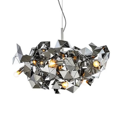Aluminium abstracte plafondhanger 6-lichts post moderne metalen hanglamp zwart/goud/zilver Clearhalo
