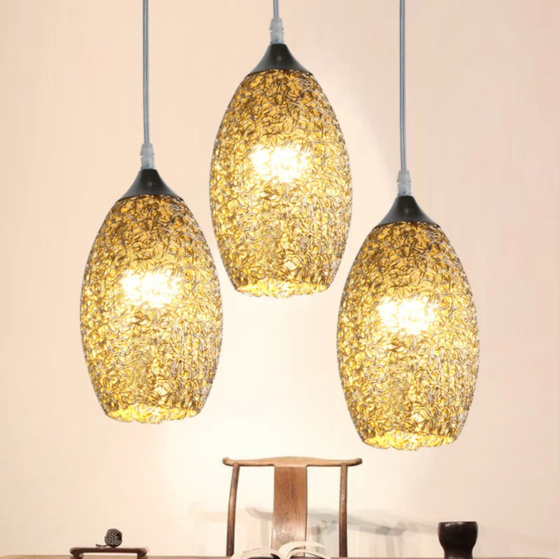 Aluminium Cluster Ovale Hanger Eigentijds 3 Lampen Chroom Hangend Plafondlamp voor Eetkamer Clearhalo