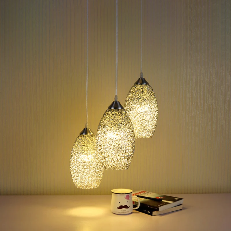 Aluminium Cluster Ovale Hanger Eigentijds 3 Lampen Chroom Hangend Plafondlamp voor Eetkamer Clearhalo